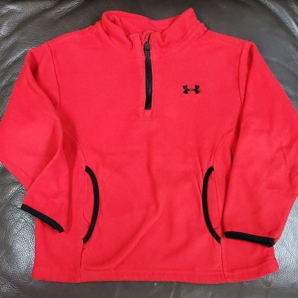 Under Armor red FLEECE half zip SIZE 4 - Picture 1 of 2